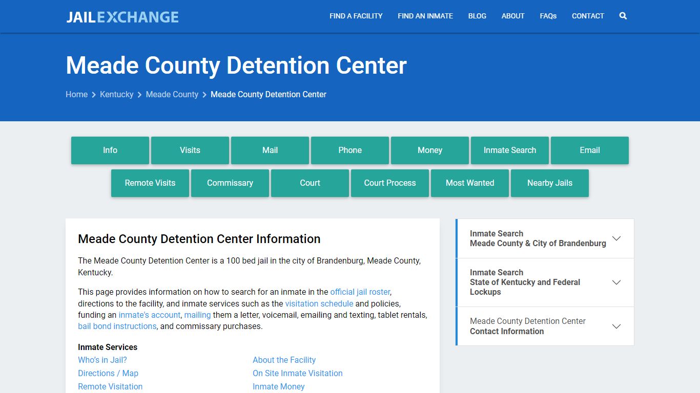 Meade County Detention Center, KY Inmate Search, Information
