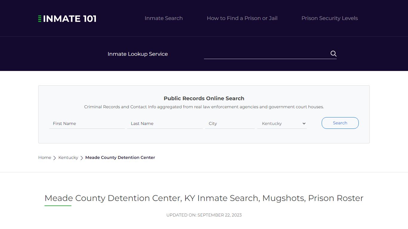 Meade County Detention Center, KY Inmate Search, Mugshots, Prison ...